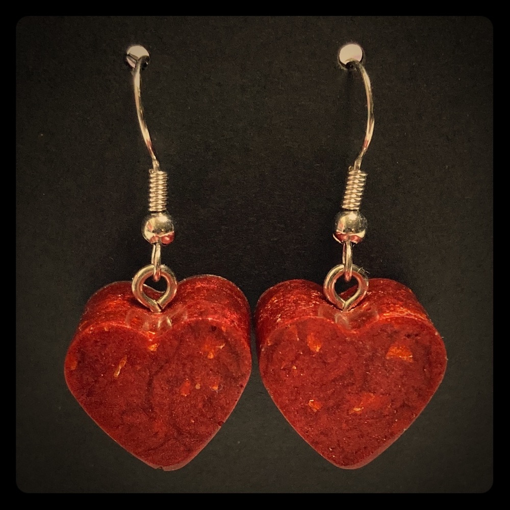 Red heart earrings